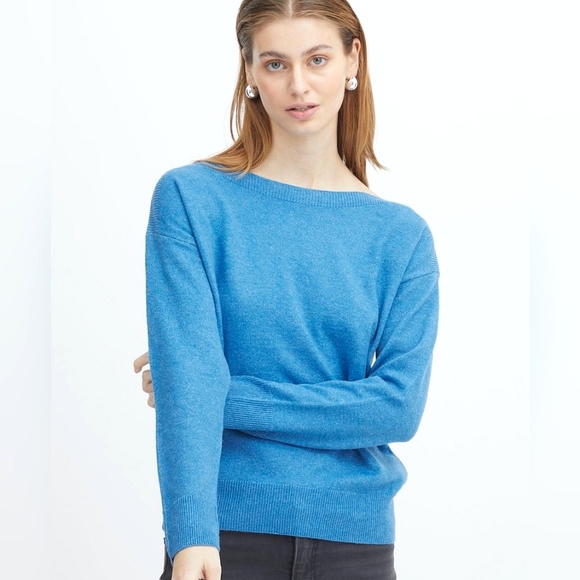 ICHI Alpa Knitted Blue Sweater Boat neck /BNWT - Picture 1 of 10